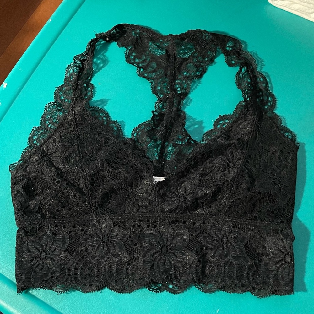 UO Sheer Black Lace Racerback Bralette
